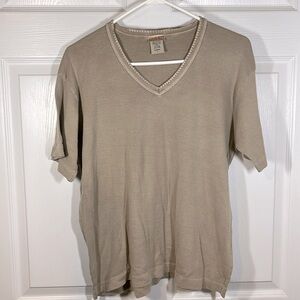 EXC Gramicci Cotton Tee Shirt Pullover Top V Neck Women’s S M Tan